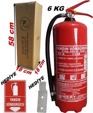 ABC Kuru Kimyevi Tozlu Yangın Söndürme Tüpü Söndürücü 6 Kg